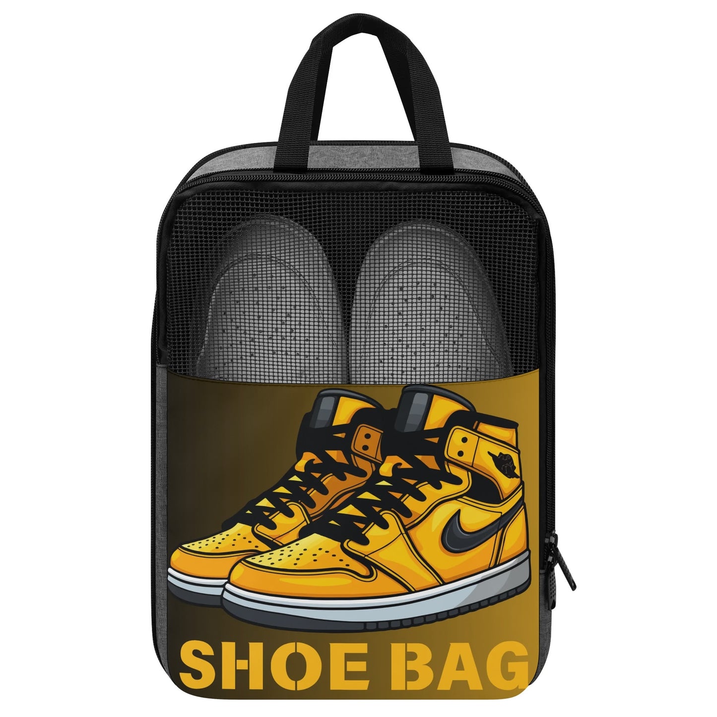 Shoe Travel Bag Black & Yellow Sneakers