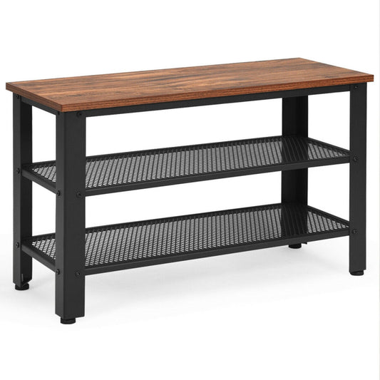 Three-Tier Industrial Shoe Rack Bench