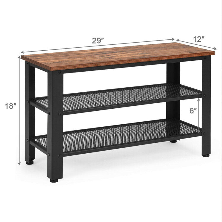 Three-Tier Industrial Shoe Rack Bench